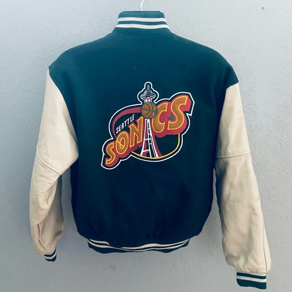 NBA Other - NBA Seattle SuperSonics Vintage Wool Leather Sleeve Varsity Jacket by Identity